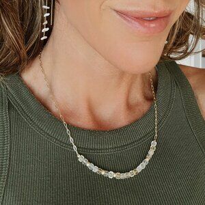 Citrine Beautiful Gemstone Necklace Waterproof Gold Chain Genuine Gemstone